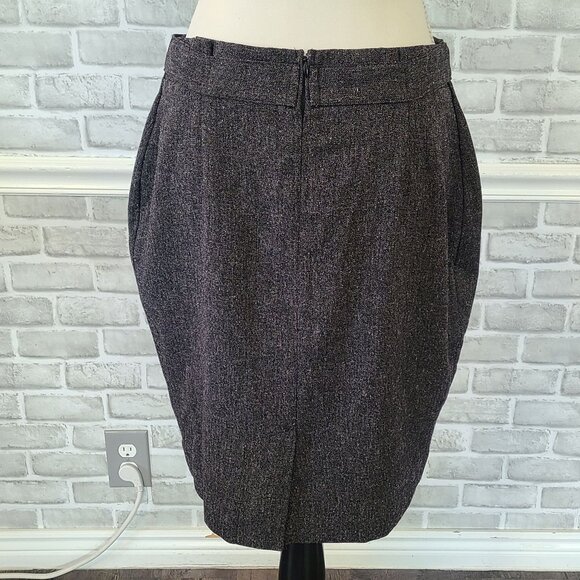 Downeast Donegal Belted Skirt Dark Gray Pleated Women L Classic Career Basic NEW - Picture 2 of 8